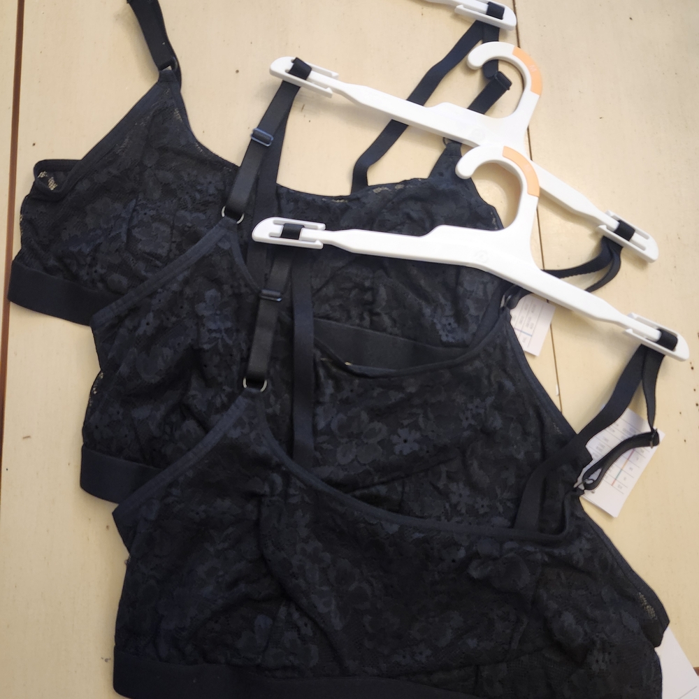 Auden Black Floral Lace Bralette Trio